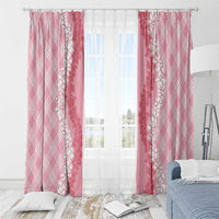 Hawaii Aloha Plumeria Lei Pink Palaka Window Curtain - Polynesian Pride