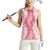 Hawaii Aloha Plumeria Lei Pink Palaka Women Sleeveless Polo Shirt - Polynesian Pride