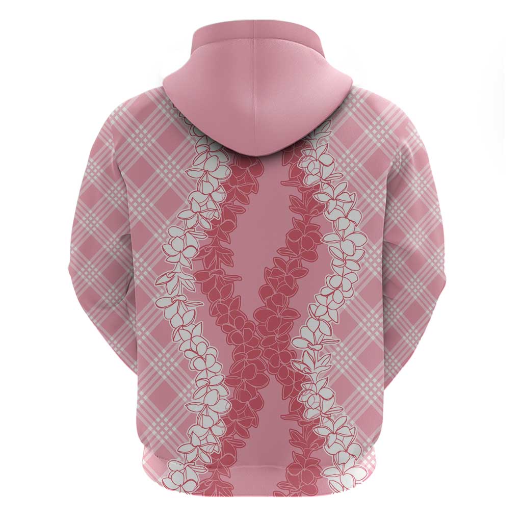 Hawaii Aloha Plumeria Lei Pink Palaka Zip Hoodie - Polynesian Pride