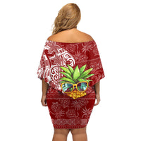 Mele Kalikimaka Hawaii Christmas Family Matching Off Shoulder Short Dress and Hawaiian Shirt Pineapple Party LT7 - Polynesian Pride