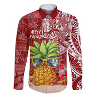Mele Kalikimaka Hawaii Christmas Family Matching Summer Maxi Dress and Hawaiian Shirt Pineapple Party LT7 Dad's Shirt - Long Sleeve Red - Polynesian Pride