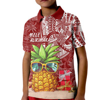 Mele Kalikimaka Hawaii Christmas Kid Polo Shirt Pineapple Party LT7 Kid Red - Polynesian Pride