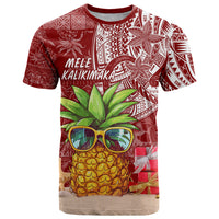 Mele Kalikimaka Hawaii Christmas T Shirt Pineapple Party LT7 Red - Polynesian Pride