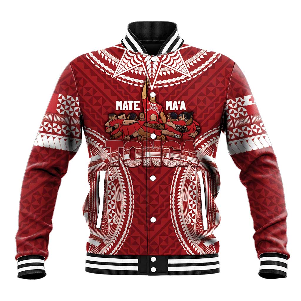 Personalized Mate Maa Tonga Rugby Baseball Jacket Ofa Atu Tonga LT7 Unisex Red - Polynesian Pride
