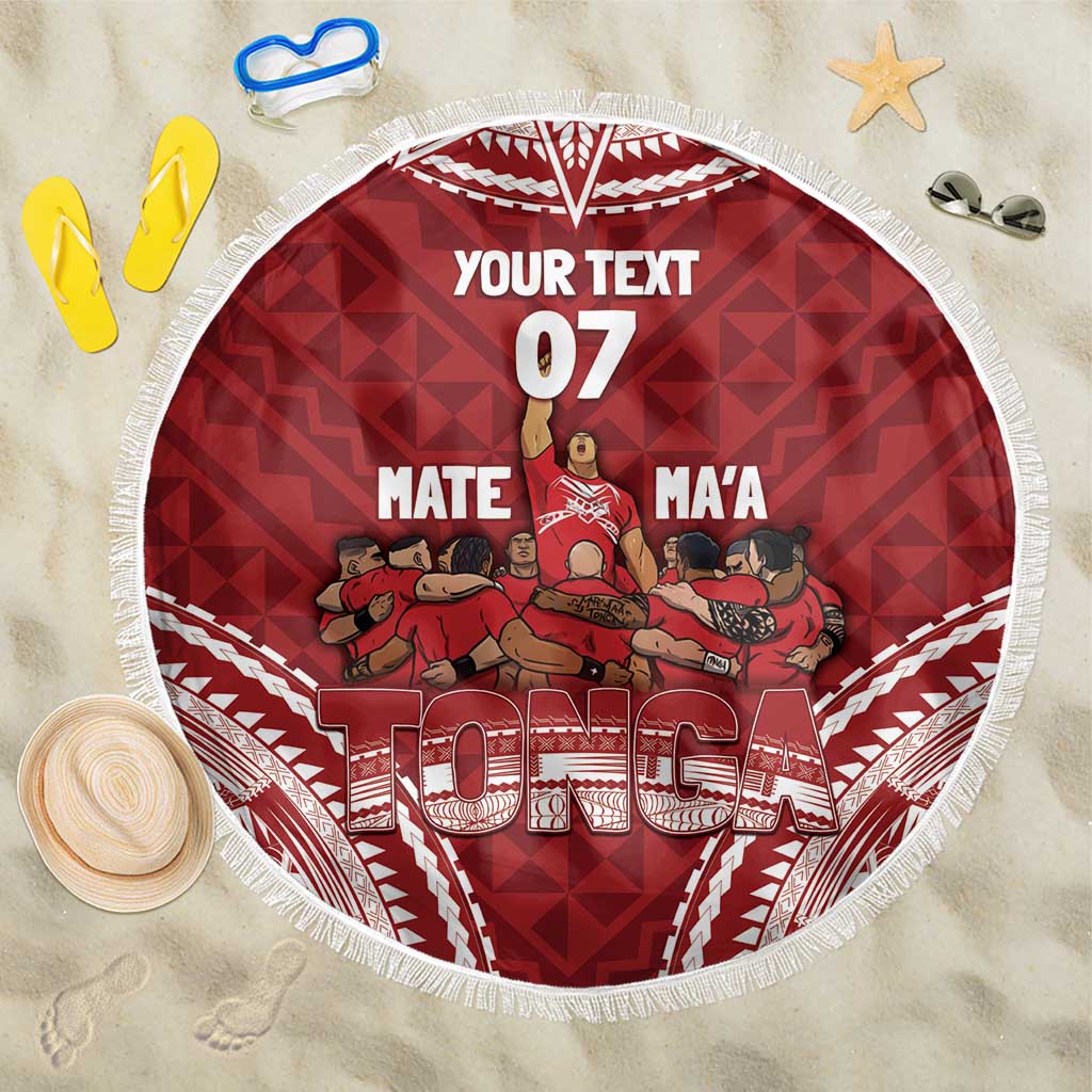 Personalized Mate Maa Tonga Rugby Beach Blanket Ofa Atu Tonga LT7 One Size 150cm Red - Polynesian Pride