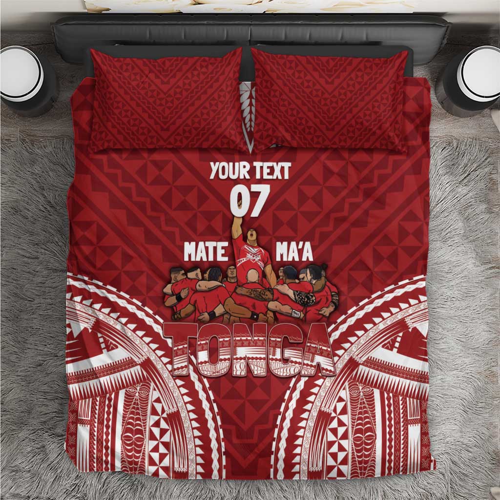 Personalized Mate Maa Tonga Rugby Bedding Set Ofa Atu Tonga LT7 Red - Polynesian Pride