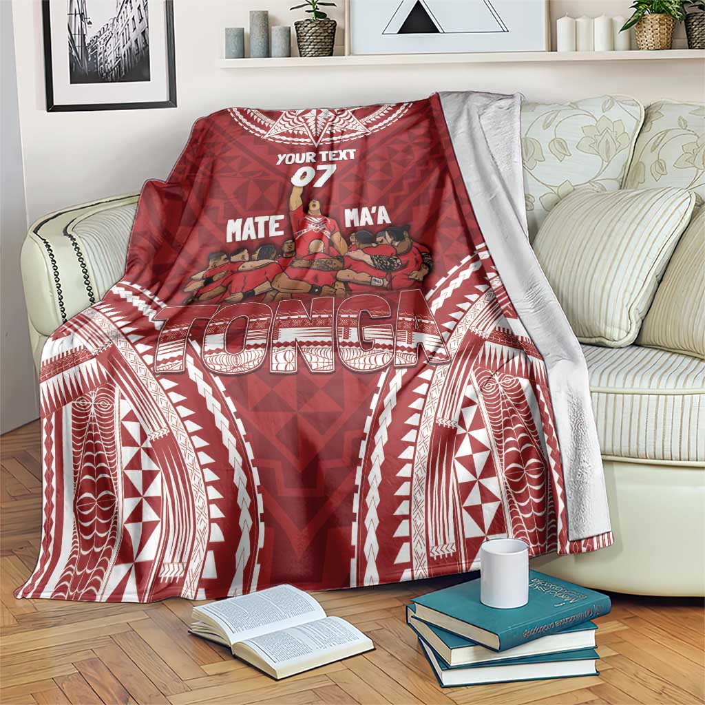 Personalized Mate Maa Tonga Rugby Blanket Ofa Atu Tonga LT7 Red - Polynesian Pride
