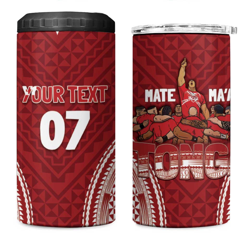 Personalized Mate Maa Tonga Rugby 4 in 1 Can Cooler Tumbler Ofa Atu Tonga