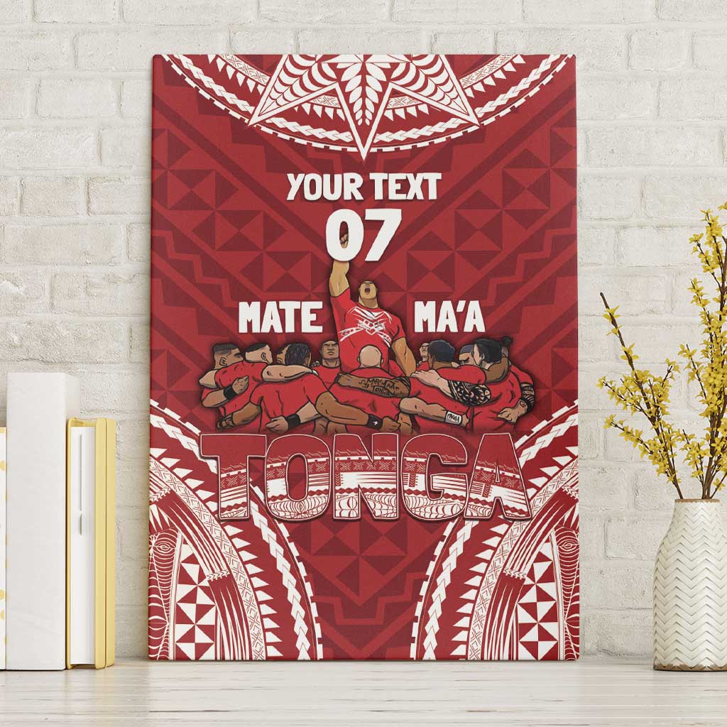 Personalized Mate Maa Tonga Rugby Canvas Wall Art Ofa Atu Tonga LT7 Without Frame Red - Polynesian Pride