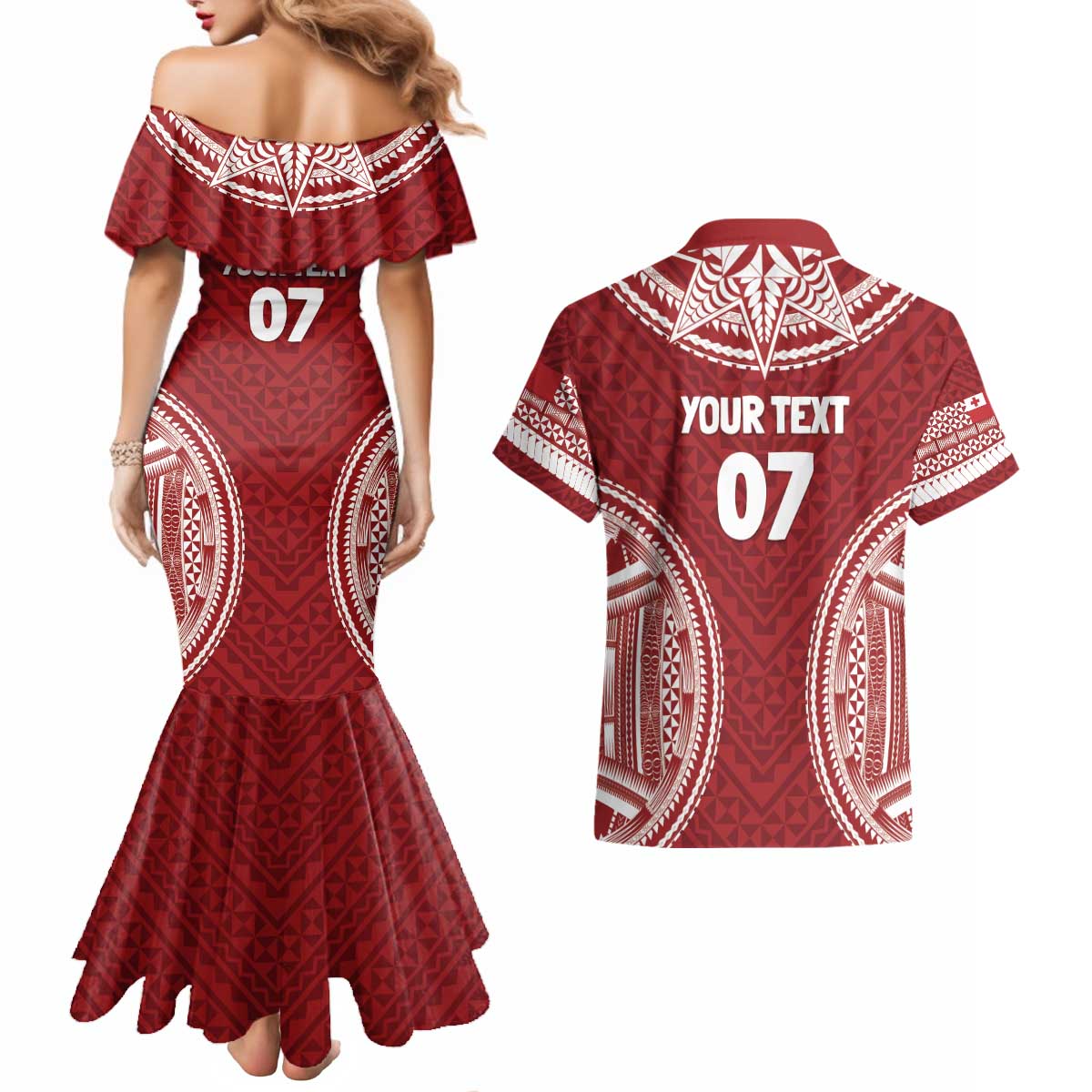Personalized Mate Maa Tonga Rugby Couples Matching Mermaid Dress and Hawaiian Shirt Ofa Atu Tonga