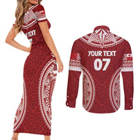 Personalized Mate Maa Tonga Rugby Couples Matching Short Sleeve Bodycon Dress and Long Sleeve Button Shirt Ofa Atu Tonga