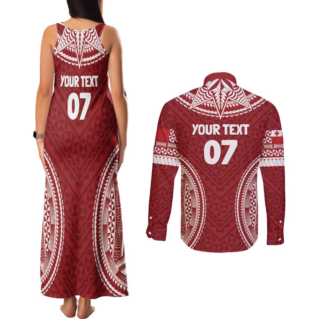 Personalized Mate Maa Tonga Rugby Couples Matching Tank Maxi Dress and Long Sleeve Button Shirt Ofa Atu Tonga