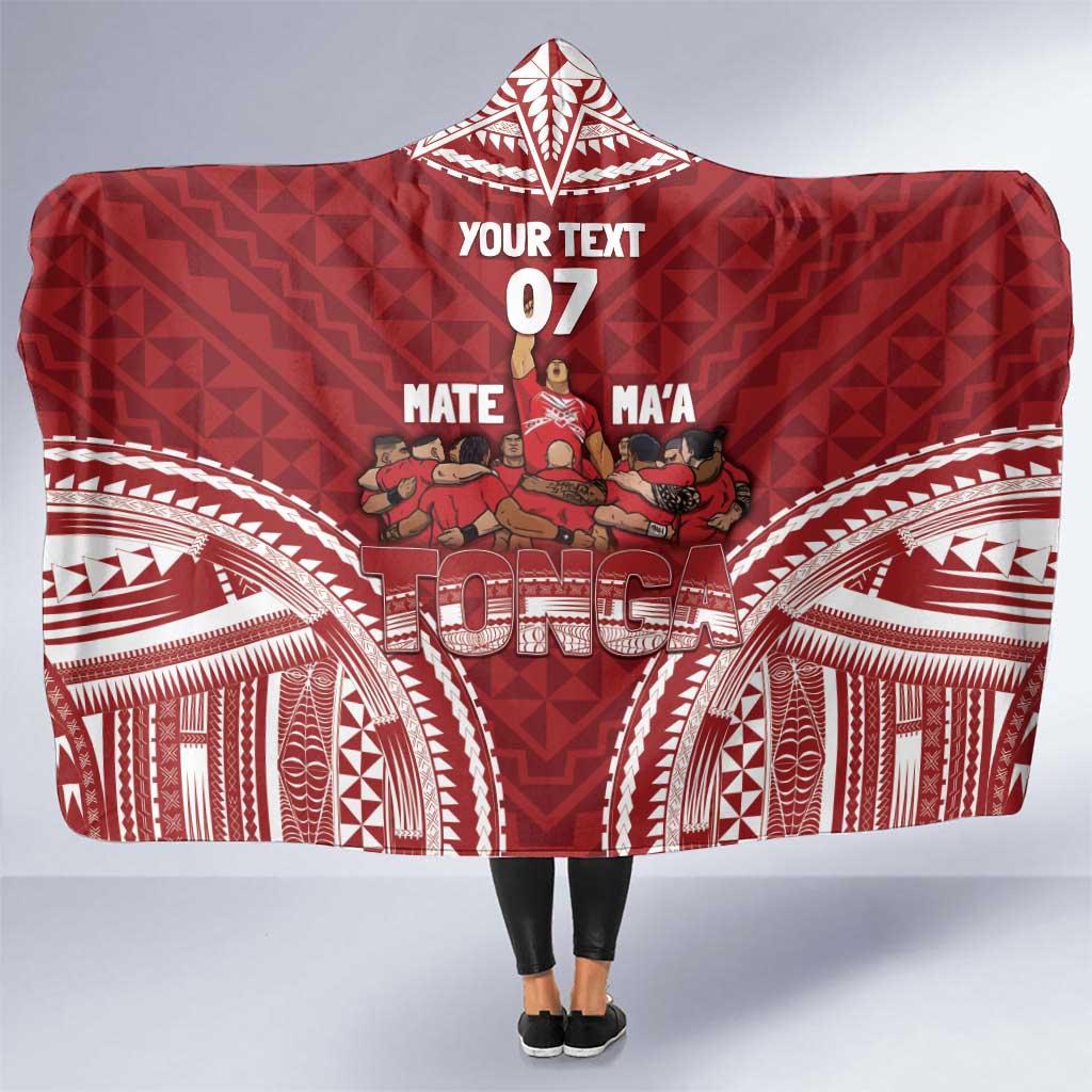 Personalized Mate Maa Tonga Rugby Hooded Blanket Ofa Atu Tonga LT7 One Size Red - Polynesian Pride
