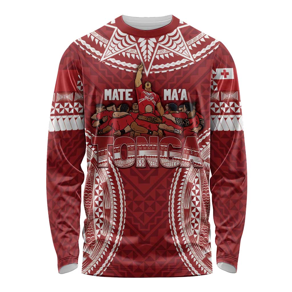 Personalized Mate Maa Tonga Rugby Long Sleeve Shirt Ofa Atu Tonga LT7 Unisex Red - Polynesian Pride