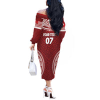 Personalized Mate Maa Tonga Rugby Off The Shoulder Long Sleeve Dress Ofa Atu Tonga