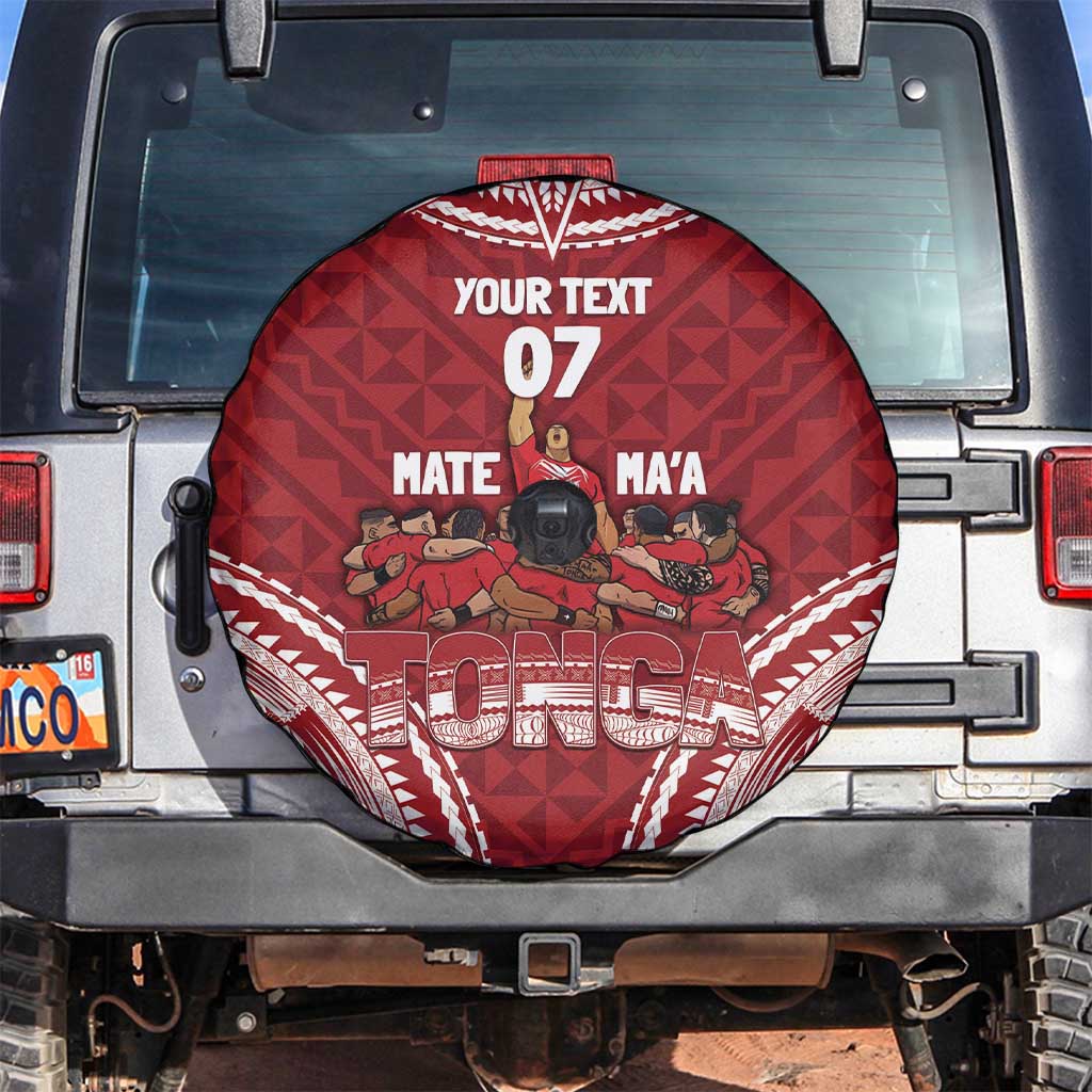 Personalized Mate Maa Tonga Rugby Spare Tire Cover Ofa Atu Tonga LT7 Red - Polynesian Pride