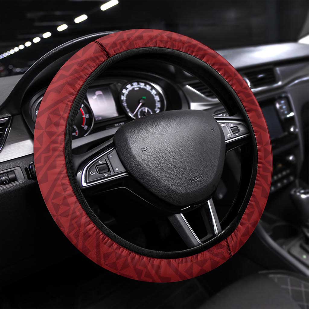 Mate Maa Tonga Rugby Steering Wheel Cover Ofa Atu Tonga LT7 Universal Fit Red - Polynesian Pride