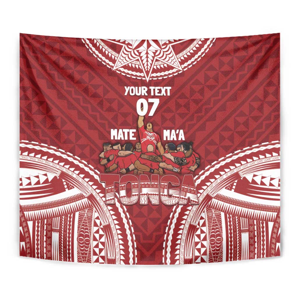 Personalized Mate Maa Tonga Rugby Tapestry Ofa Atu Tonga