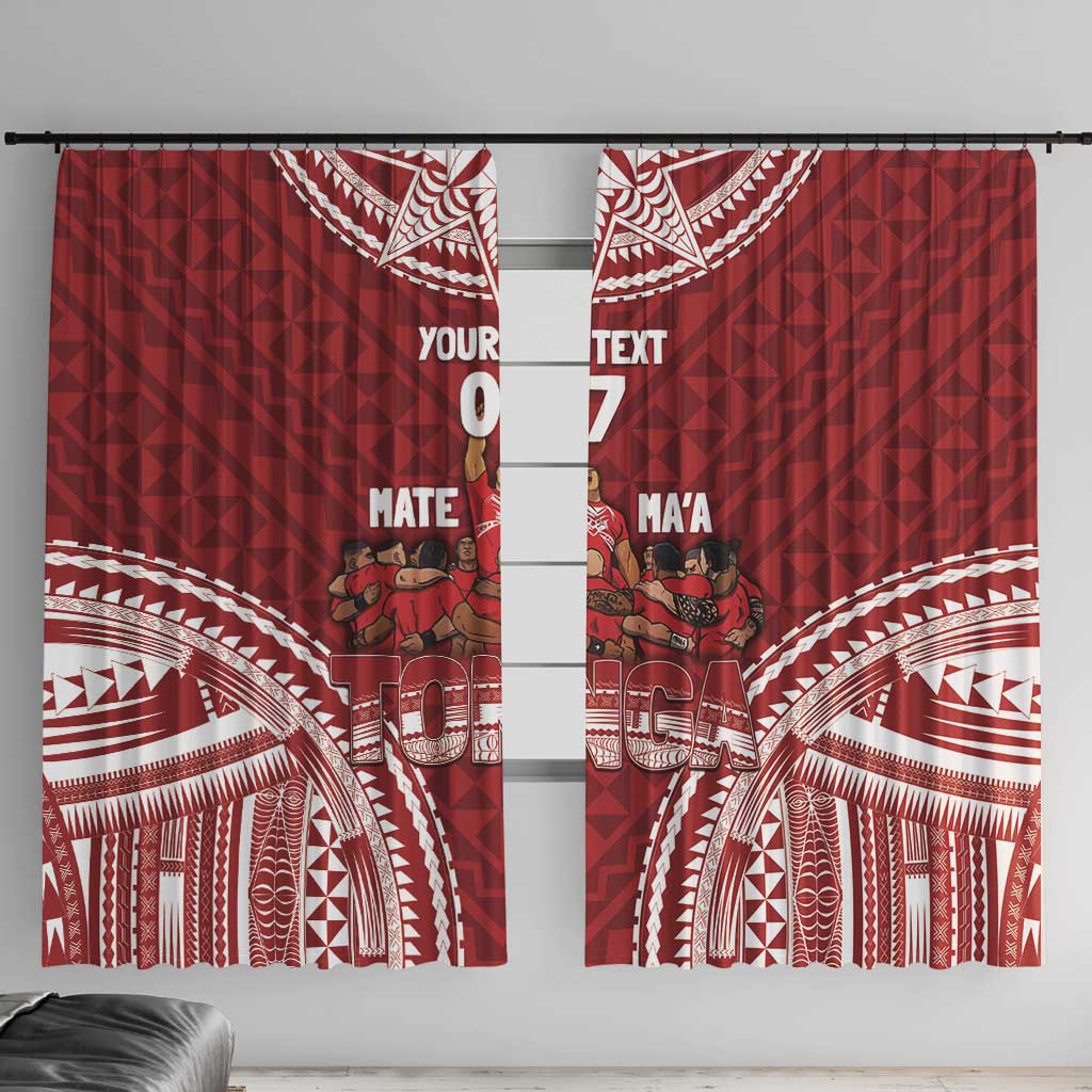 Personalized Mate Maa Tonga Rugby Window Curtain Ofa Atu Tonga LT7 With Hooks Red - Polynesian Pride