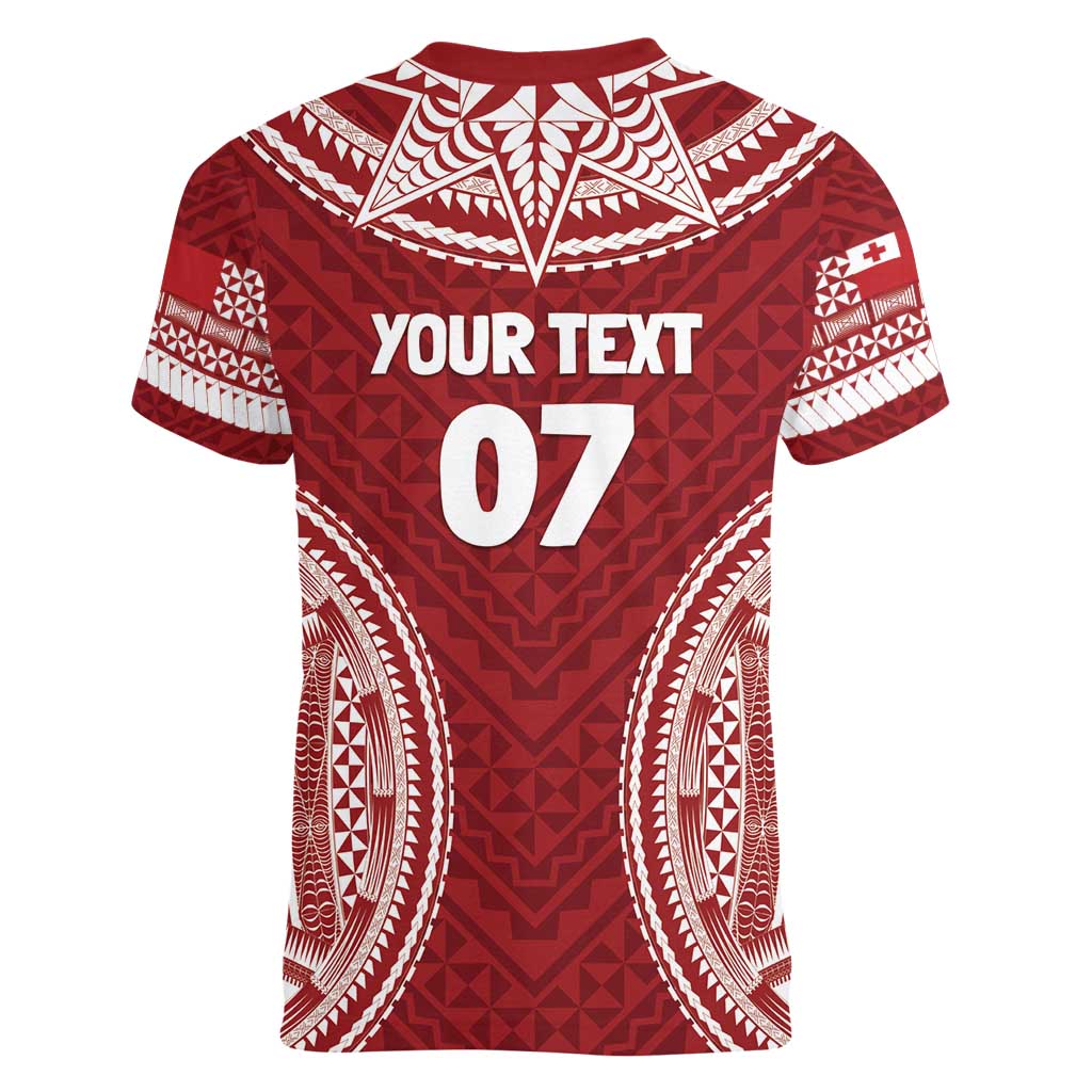 Personalized Mate Maa Tonga Rugby Women V-Neck T-Shirt Ofa Atu Tonga
