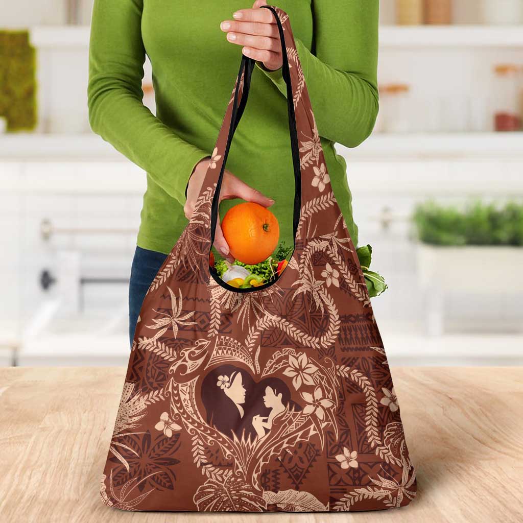 Hawaii Plumeria Grocery Bag Hau'oli la Makuahine Sunburned