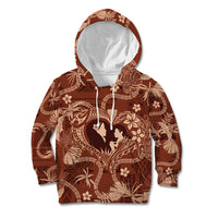 Hawaii Plumeria Kid Hoodie Hau'oli la Makuahine Sunburned LT7 Hoodie Brown - Polynesian Pride