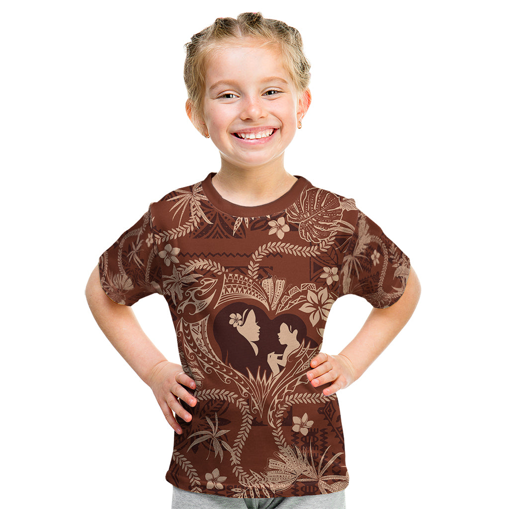 Hawaii Plumeria Kid T Shirt Hau'oli la Makuahine Sunburned LT7 Brown - Polynesian Pride