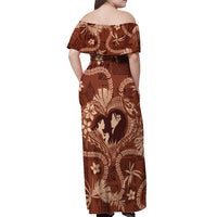 Hawaii Plumeria Off Shoulder Maxi Dress Hau'oli la Makuahine Sunburned LT7 - Polynesian Pride