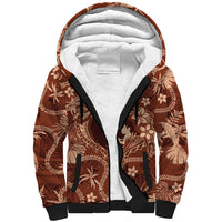 Hawaii Plumeria Sherpa Hoodie Hau'oli la Makuahine Sunburned LT7 Unisex Brown - Polynesian Pride