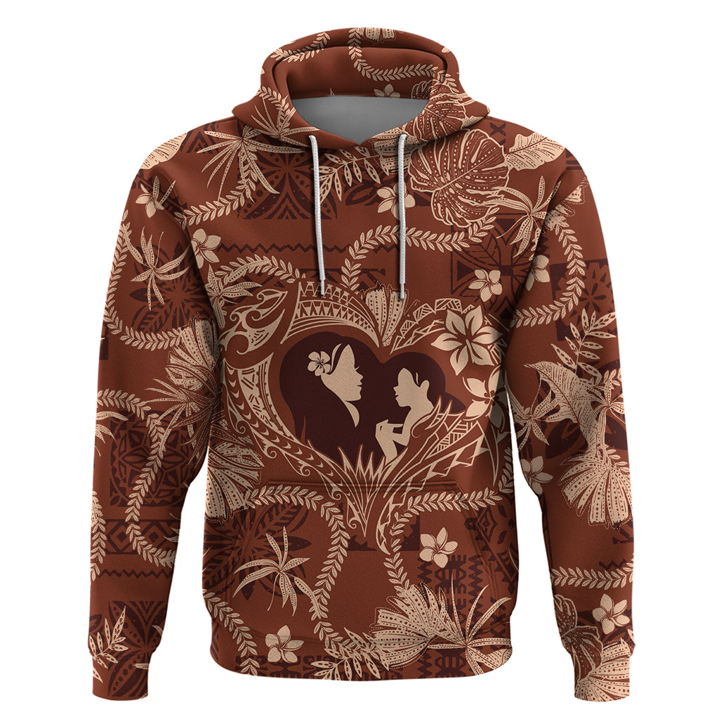 Hawaii Plumeria Zip Hoodie Hau'oli la Makuahine Sunburned LT7 Pullover Hoodie Brown - Polynesian Pride