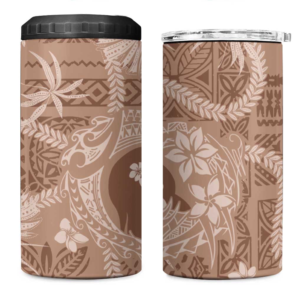 Hawaii Plumeria 4 in 1 Can Cooler Tumbler Hau'oli la Makuahine Beige