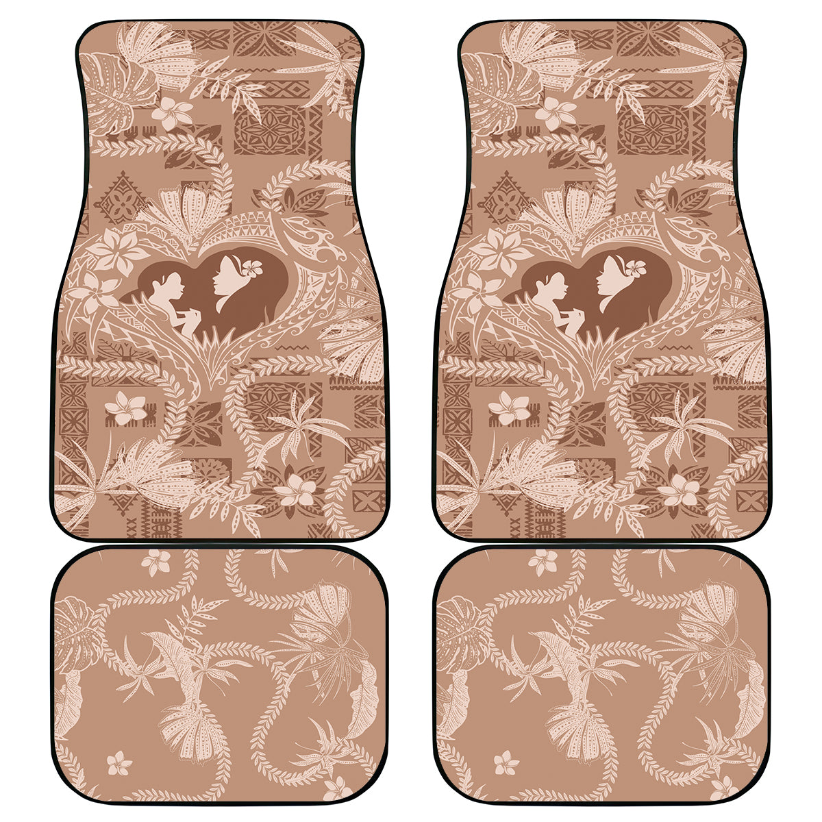 Hawaii Plumeria Car Mats Hau'oli la Makuahine Beige LT7 - Polynesian Pride