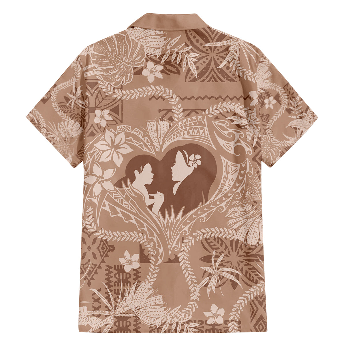 Hawaii Plumeria Family Matching Off Shoulder Short Dress and Hawaiian Shirt Hau'oli la Makuahine Beige LT7 - Polynesian Pride