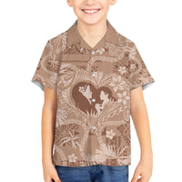 Hawaii Plumeria Family Matching Puletasi and Hawaiian Shirt Hau'oli la Makuahine Beige LT7 Son's Shirt Beige - Polynesian Pride