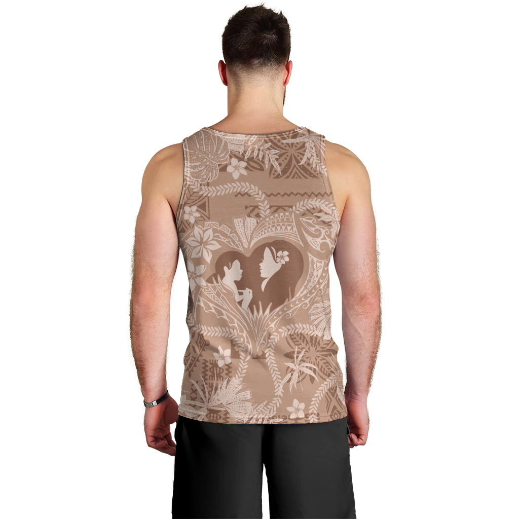 Hawaii Plumeria Men Tank Top Hau'oli la Makuahine Beige LT7 - Polynesian Pride
