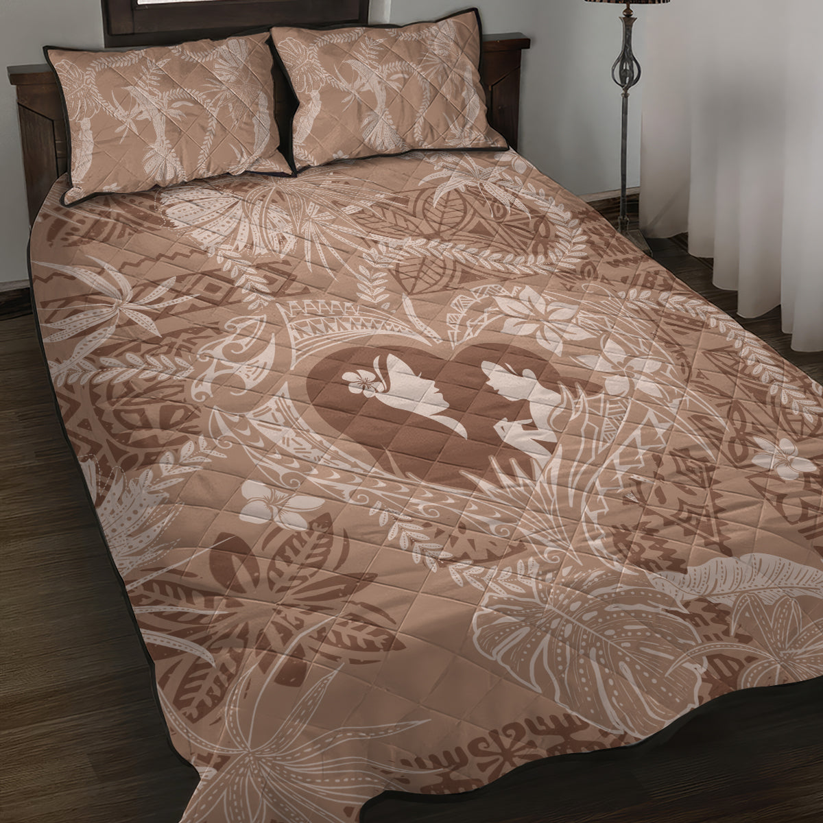 Hawaii Plumeria Quilt Bed Set Hau'oli la Makuahine Beige LT7 Beige - Polynesian Pride