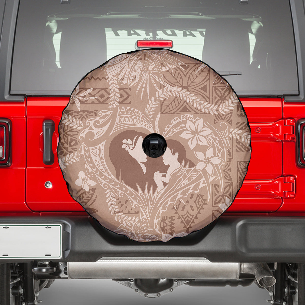 Hawaii Plumeria Spare Tire Cover Hau'oli la Makuahine Beige LT7 - Polynesian Pride