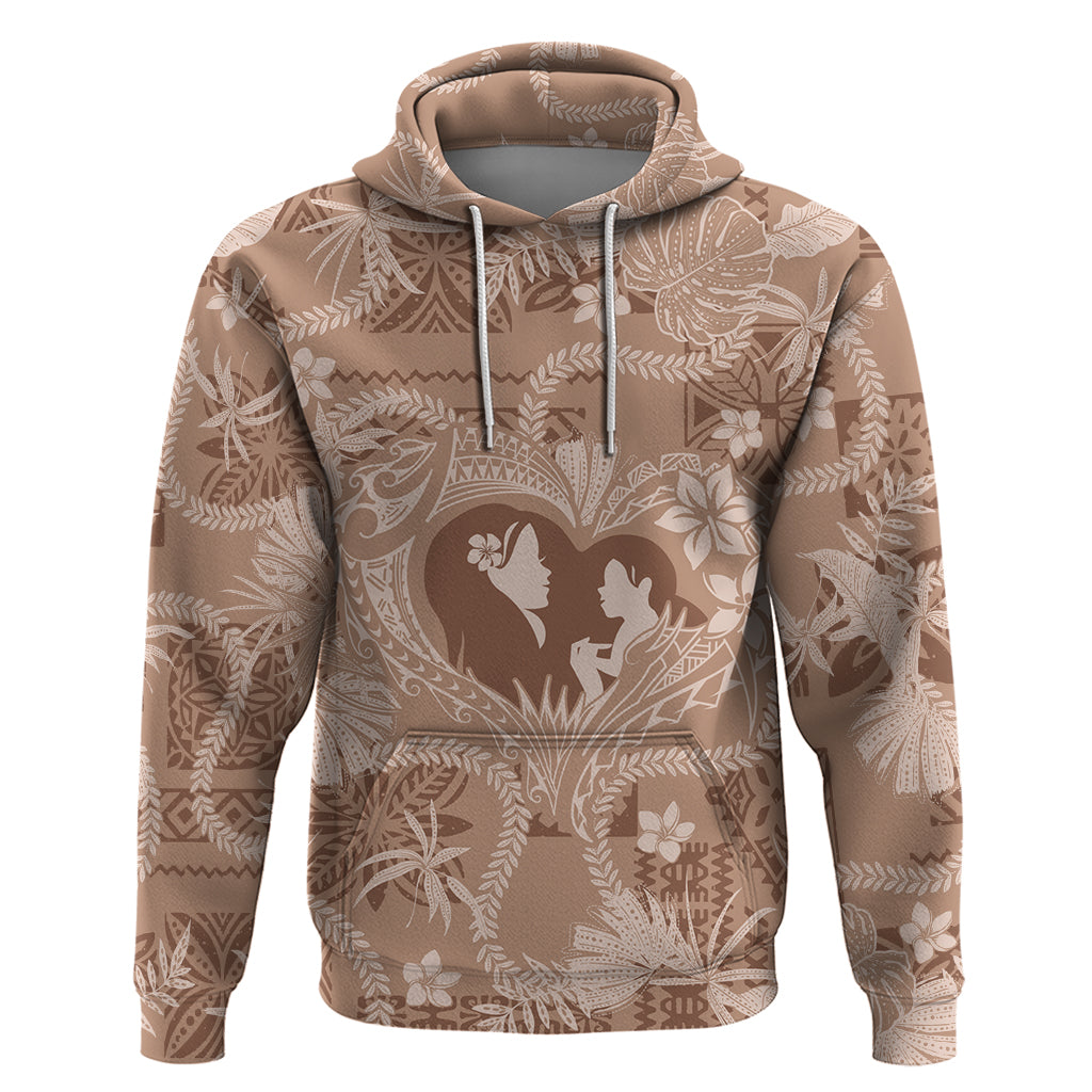 Hawaii Plumeria Zip Hoodie Hau'oli la Makuahine Beige LT7 Pullover Hoodie Beige - Polynesian Pride