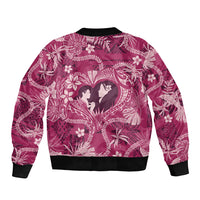 Hawaii Plumeria Bomber Jacket Hau'oli la Makuahine Rosy LT7 - Polynesian Pride