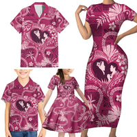 Hawaii Plumeria Family Matching Short Sleeve Bodycon Dress and Hawaiian Shirt Hau'oli la Makuahine Rosy LT7 - Polynesian Pride
