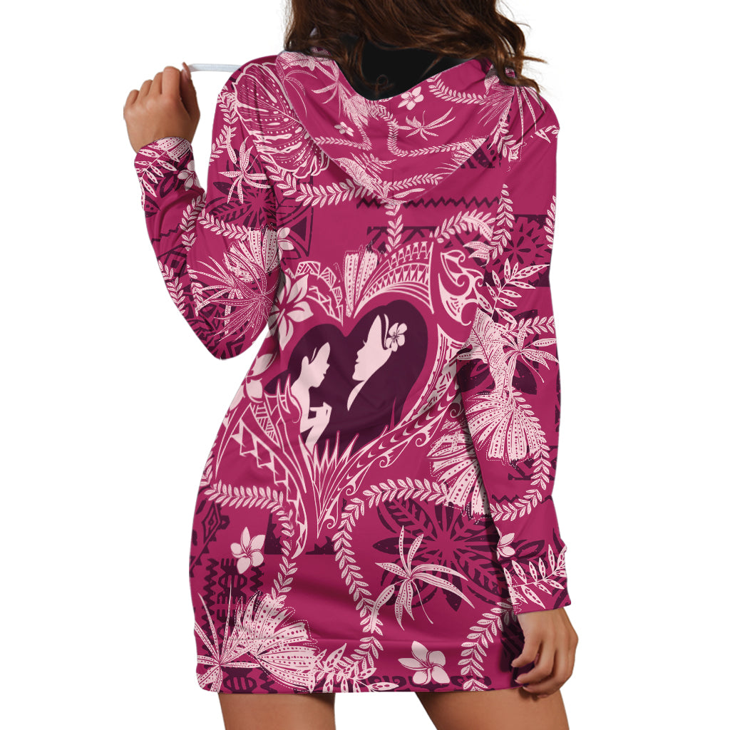 Hawaii Plumeria Hoodie Dress Hau'oli la Makuahine Rosy LT7 - Polynesian Pride