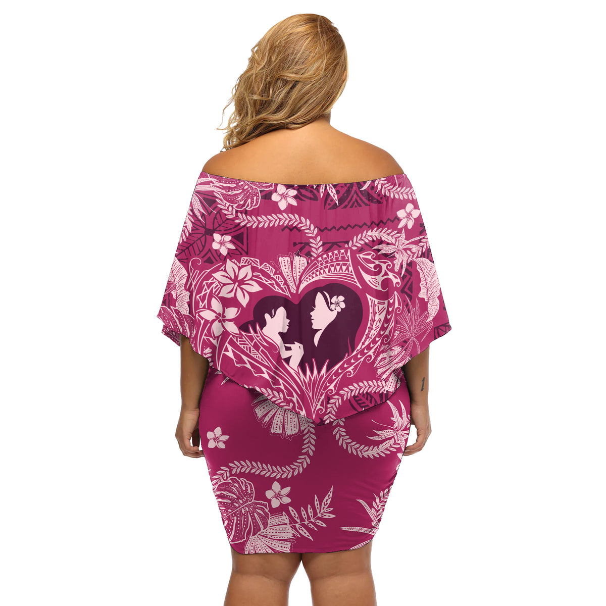 Hawaii Plumeria Off Shoulder Short Dress Hau'oli la Makuahine Rosy LT7 - Polynesian Pride