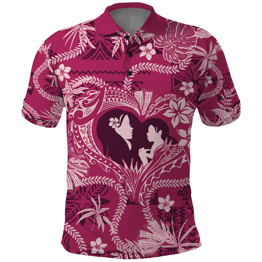 Hawaii Plumeria Polo Shirt Hau'oli la Makuahine Rosy LT7 Pink - Polynesian Pride