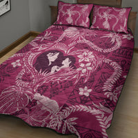 Hawaii Plumeria Quilt Bed Set Hau'oli la Makuahine Rosy LT7 - Polynesian Pride
