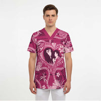 Hawaii Plumeria Scrub Top Hau'oli la Makuahine Rosy - Polynesian Pride