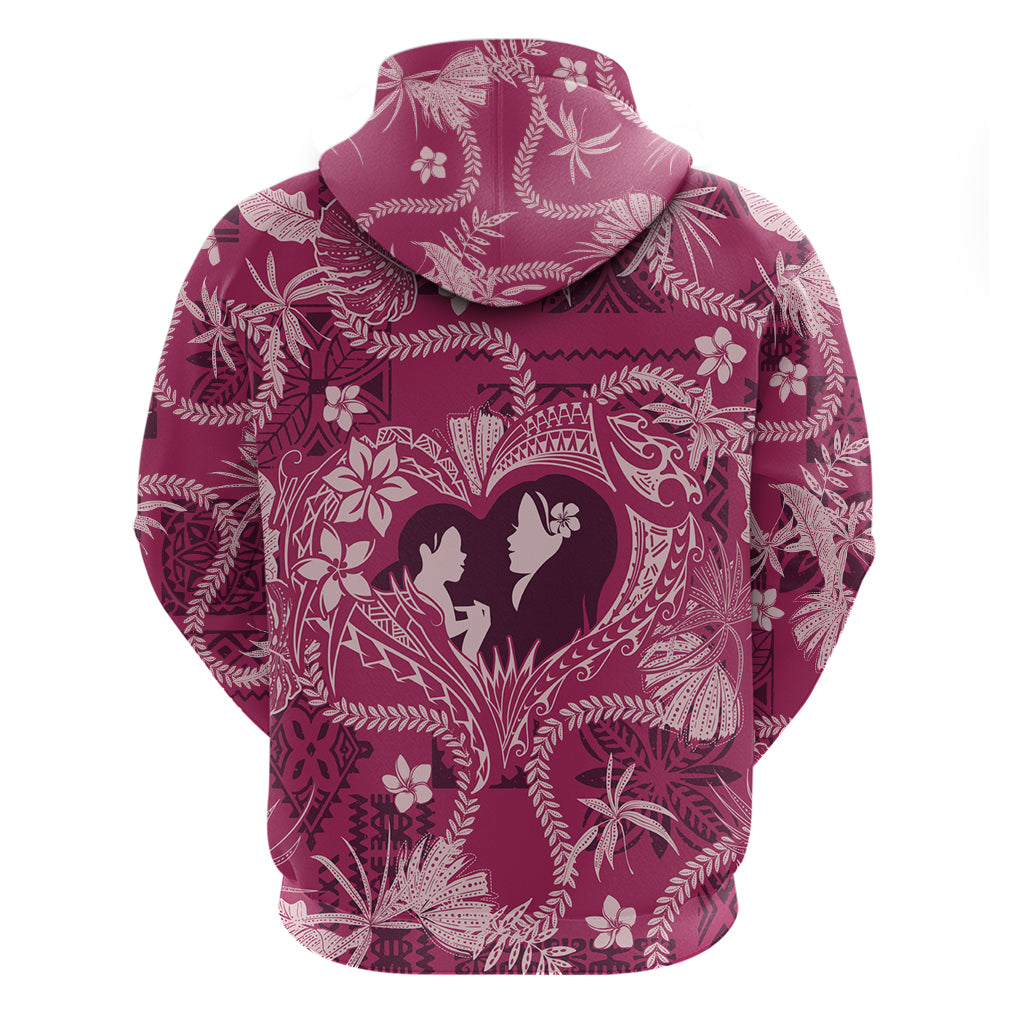 Hawaii Plumeria Zip Hoodie Hau'oli la Makuahine Rosy LT7 - Polynesian Pride