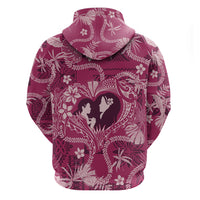 Hawaii Plumeria Zip Hoodie Hau'oli la Makuahine Rosy LT7 - Polynesian Pride