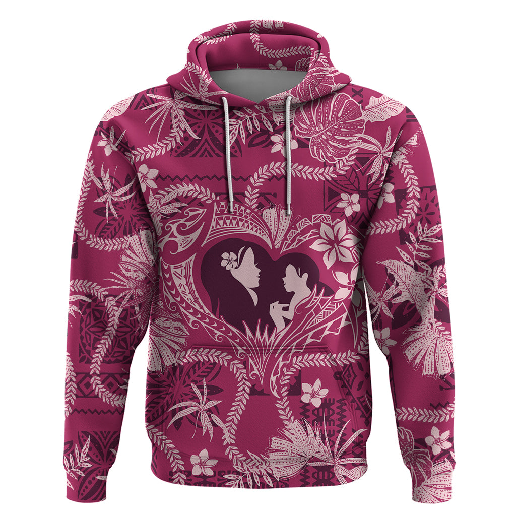 Hawaii Plumeria Zip Hoodie Hau'oli la Makuahine Rosy LT7 Pullover Hoodie Pink - Polynesian Pride