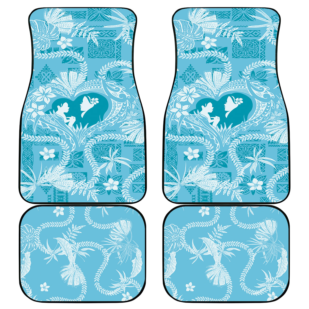 Hawaii Plumeria Car Mats Hau'oli la Makuahine Turquoise LT7 - Polynesian Pride