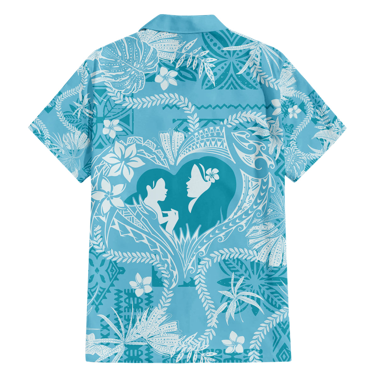 Hawaii Plumeria Family Matching Short Sleeve Bodycon Dress and Hawaiian Shirt Hau'oli la Makuahine Turquoise LT7 - Polynesian Pride